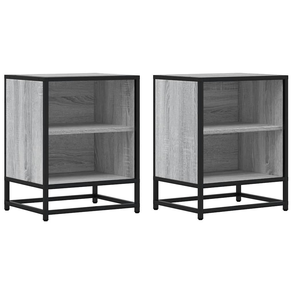 Bedside Cabinets 2 pcs Grey Sonoma 40x31x50 cm Engineered Wood and Metal