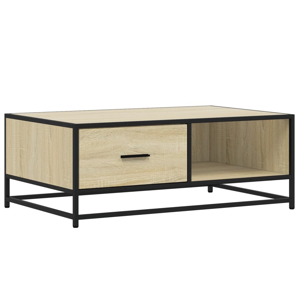 Coffee Table Sonoma Oak 90x57x35 cm Engineered Wood and Metal