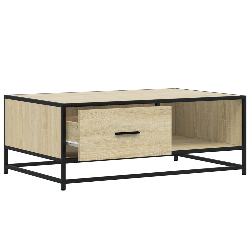 Coffee Table Sonoma Oak 90x57x35 cm Engineered Wood and Metal