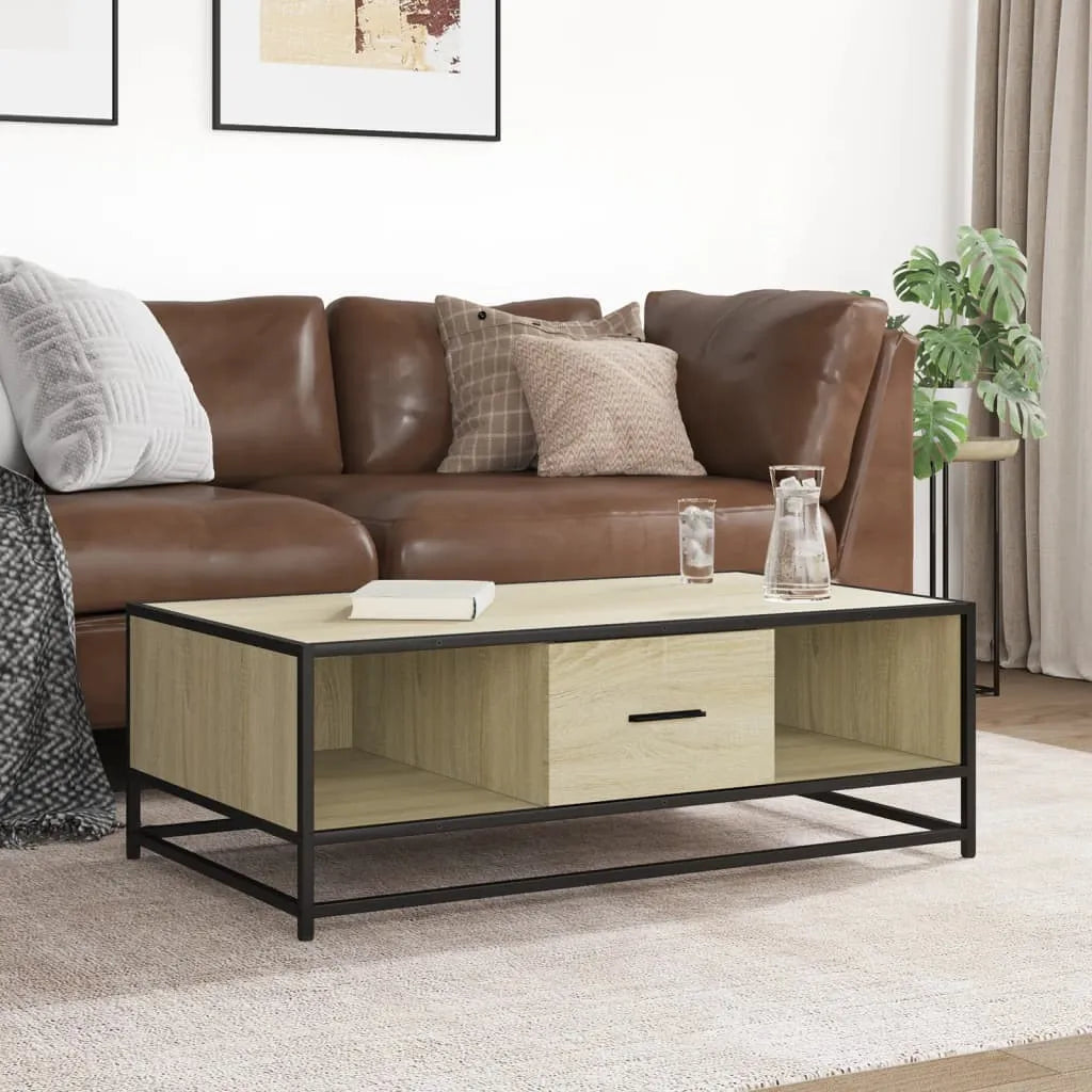 Coffee Table Sonoma Oak 100x57x35 cm Engineered Wood and Metal