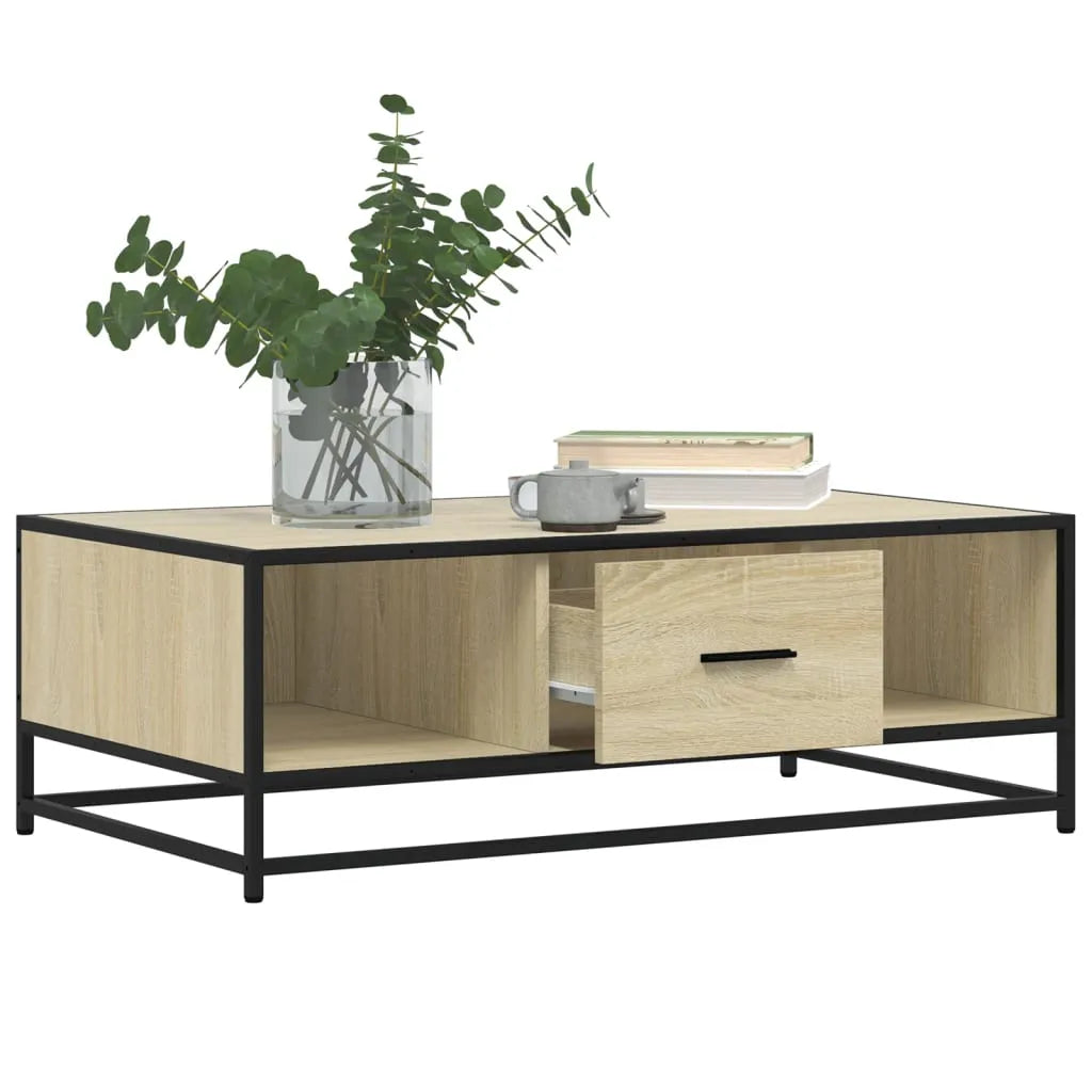 Coffee Table Sonoma Oak 100x57x35 cm Engineered Wood and Metal