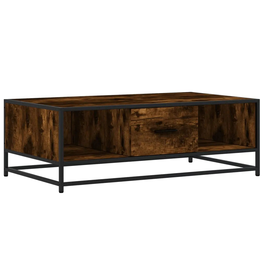 Coffee Table Smoked Oak 100x57x35 cm Engineered Wood and Metal