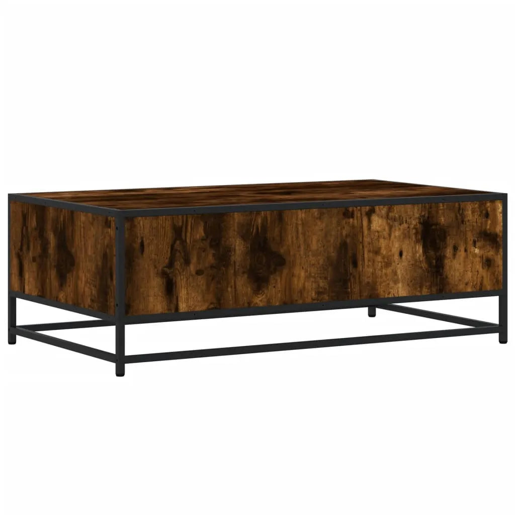 Coffee Table Smoked Oak 100x57x35 cm Engineered Wood and Metal