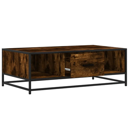 Coffee Table Smoked Oak 100x57x35 cm Engineered Wood and Metal