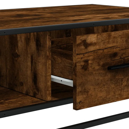 Coffee Table Smoked Oak 100x57x35 cm Engineered Wood and Metal