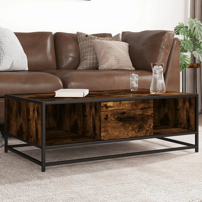 Coffee Table Smoked Oak 100x57x35 cm Engineered Wood and Metal