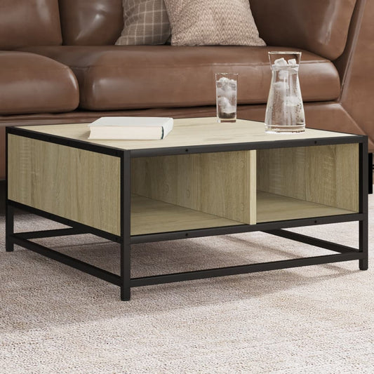 Coffee Table Sonoma Oak 60.5x60.5x30 cm Engineered Wood and Metal