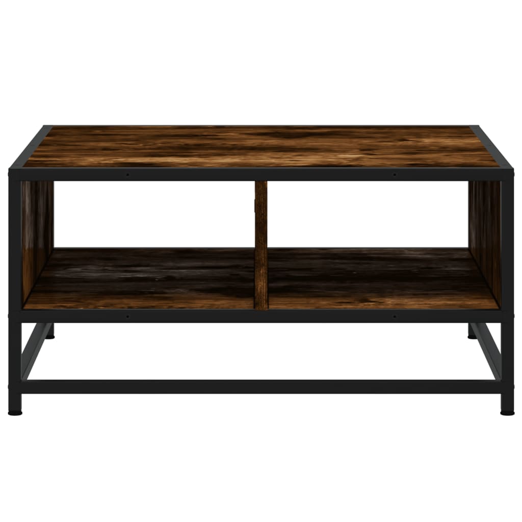 Coffee Table Smoked Oak 60.5x60.5x30 cm Engineered Wood and Metal