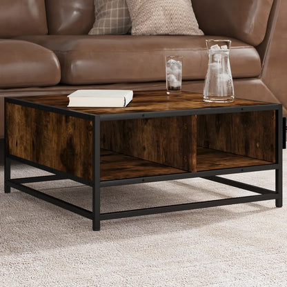 Coffee Table Smoked Oak 60.5x60.5x30 cm Engineered Wood and Metal