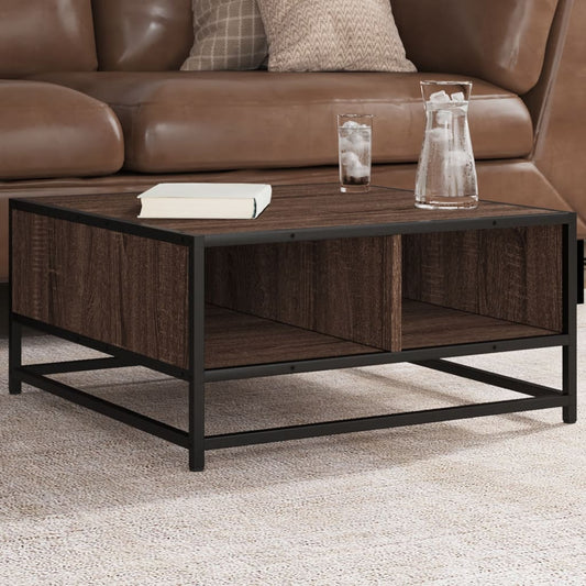 Coffee Table Brown Oak 60.5x60.5x30 cm Engineered Wood and Metal