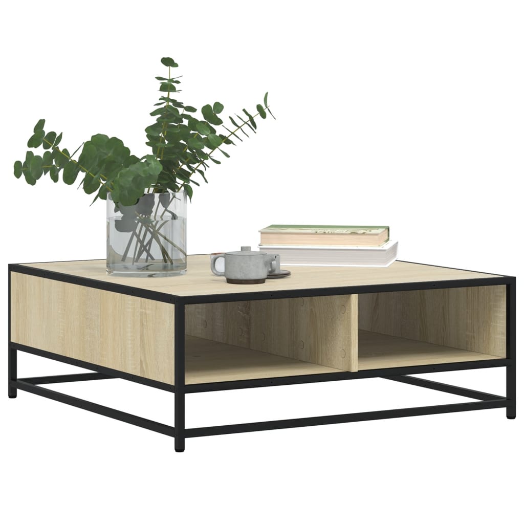 Coffee Table Sonoma Oak 80x80x30 cm Engineered Wood and Metal