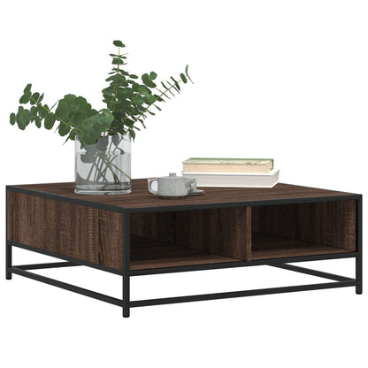 Coffee Table Brown Oak 80x80x30 cm Engineered Wood and Metal