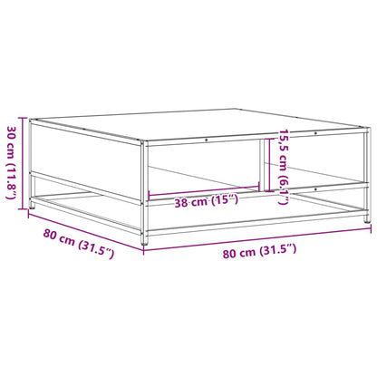 Coffee Table Brown Oak 80x80x30 cm Engineered Wood and Metal