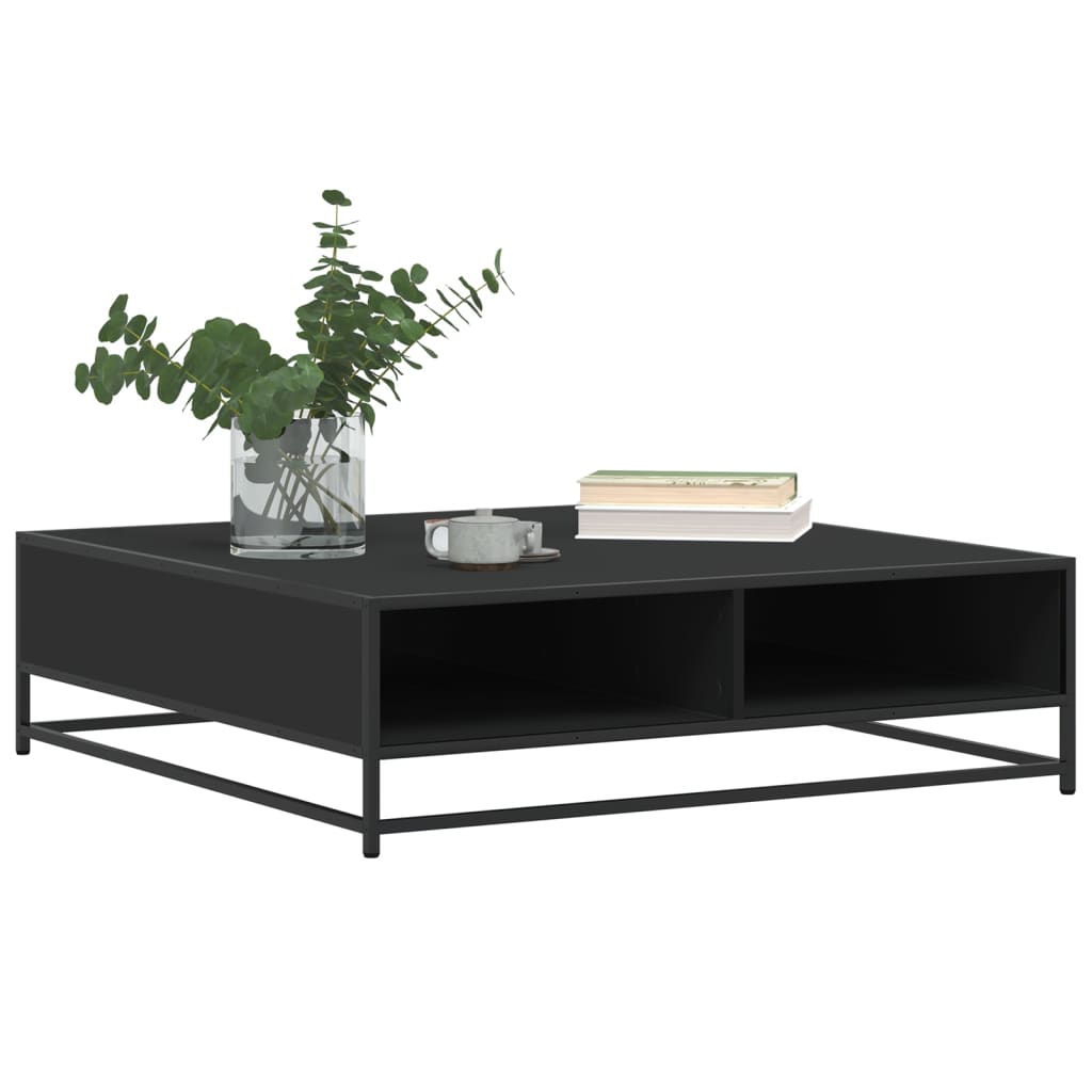 Coffee Table Black 100x100x30 cm Engineered Wood and Metal