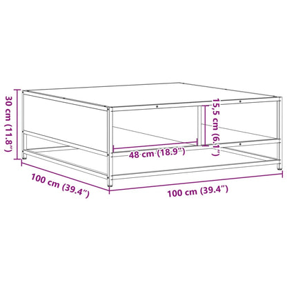 Coffee Table Black 100x100x30 cm Engineered Wood and Metal