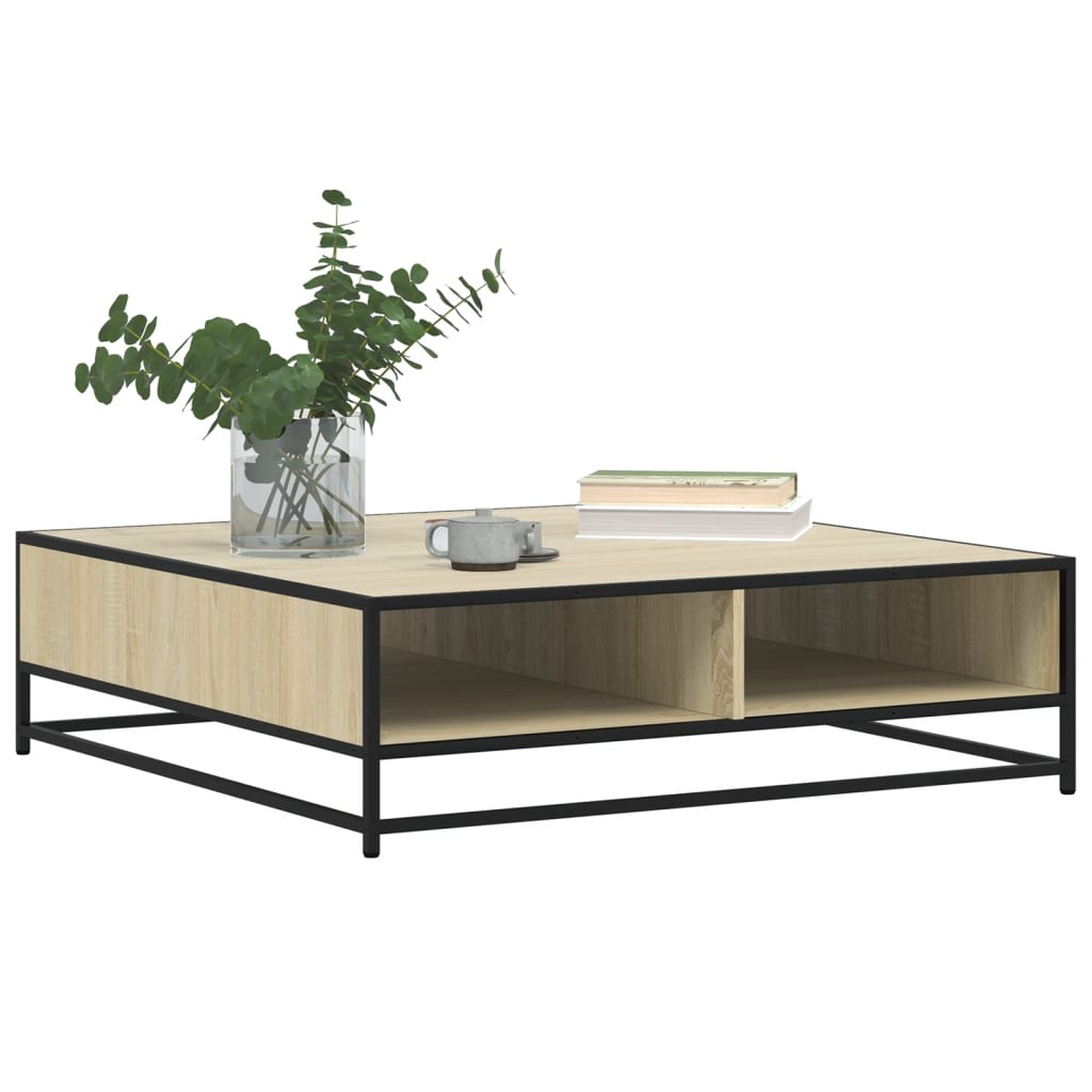 Coffee Table Sonoma Oak 100x100x30 cm Engineered Wood and Metal