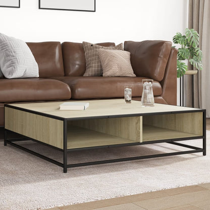 Coffee Table Sonoma Oak 100x100x30 cm Engineered Wood and Metal