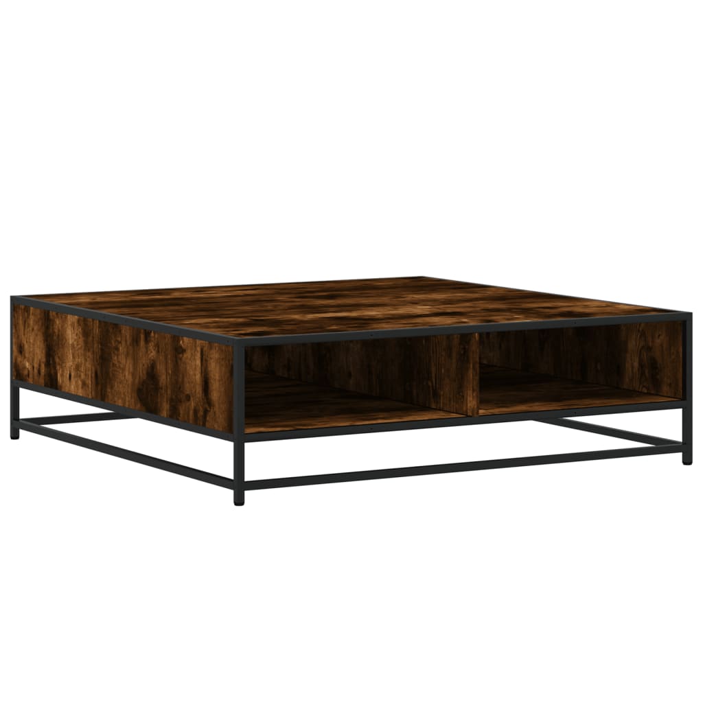 Coffee Table Smoked Oak 100x100x30 cm Engineered Wood and Metal