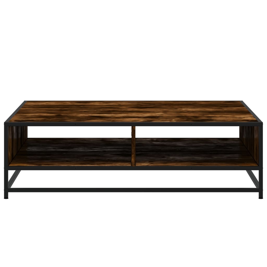 Coffee Table Smoked Oak 100x100x30 cm Engineered Wood and Metal