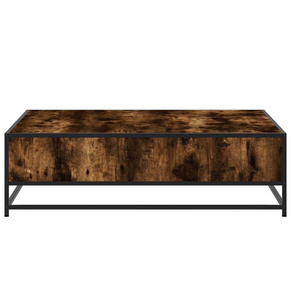 Coffee Table Smoked Oak 100x100x30 cm Engineered Wood and Metal