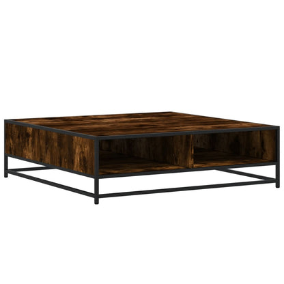 Coffee Table Smoked Oak 100x100x30 cm Engineered Wood and Metal