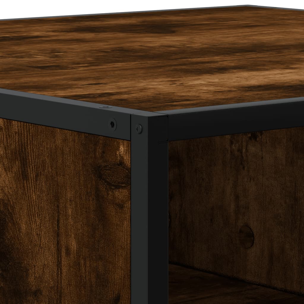 Coffee Table Smoked Oak 100x100x30 cm Engineered Wood and Metal