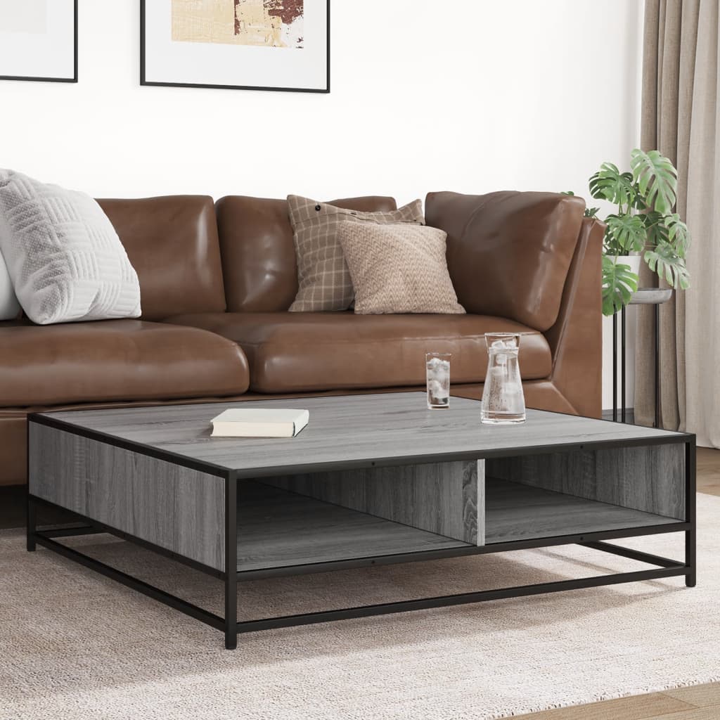 Coffee Table Grey Sonoma 100x100x30 cm Engineered Wood and Metal