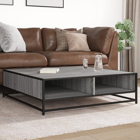 Coffee Table Grey Sonoma 100x100x30 cm Engineered Wood and Metal