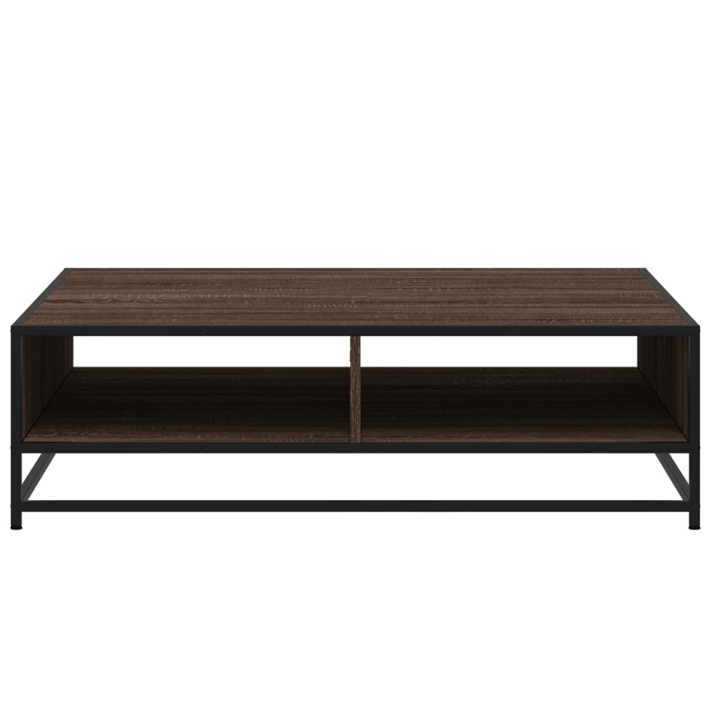 Coffee Table Brown Oak 100x100x30 cm Engineered Wood and Metal