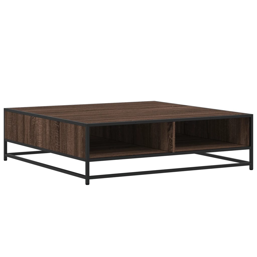 Coffee Table Brown Oak 100x100x30 cm Engineered Wood and Metal