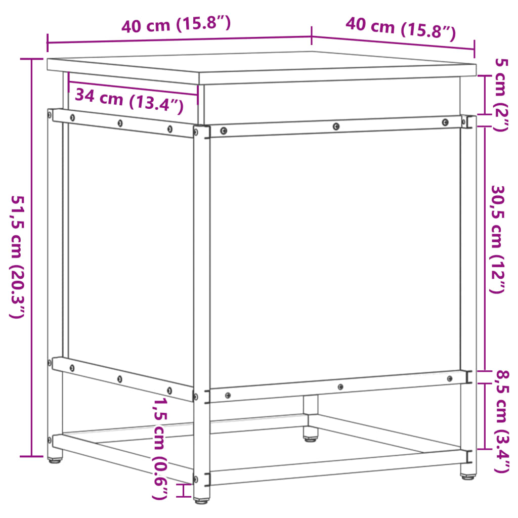 Storage Box with Lid Black 40x40x51.5 cm Engineered Wood