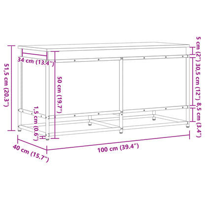 Storage Box with Lid Black 100x40x51.5 cm Engineered Wood