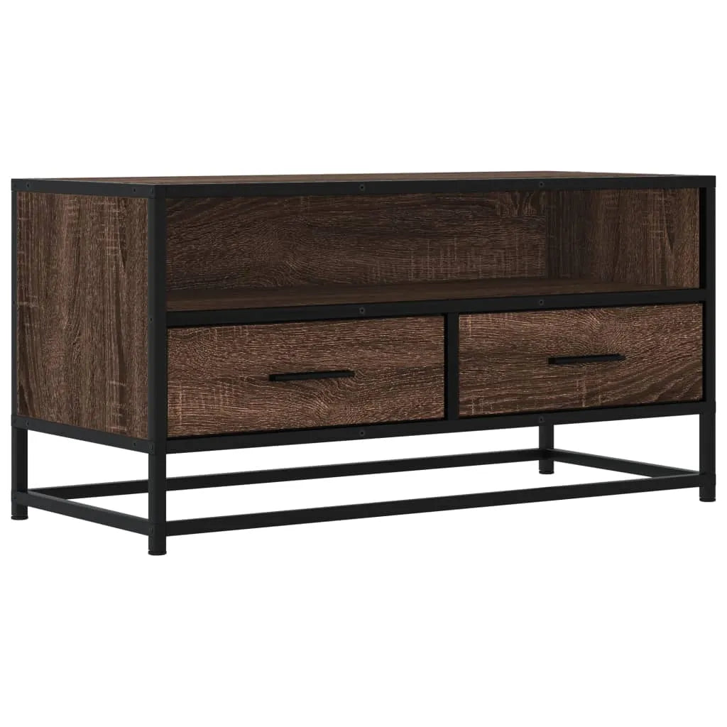 TV Cabinet Brown Oak 80x34.5x40 cm Engineered Wood and Metal