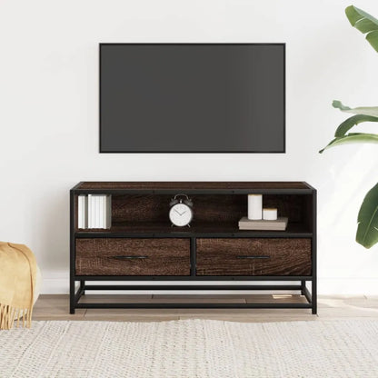 TV Cabinet Brown Oak 80x34.5x40 cm Engineered Wood and Metal