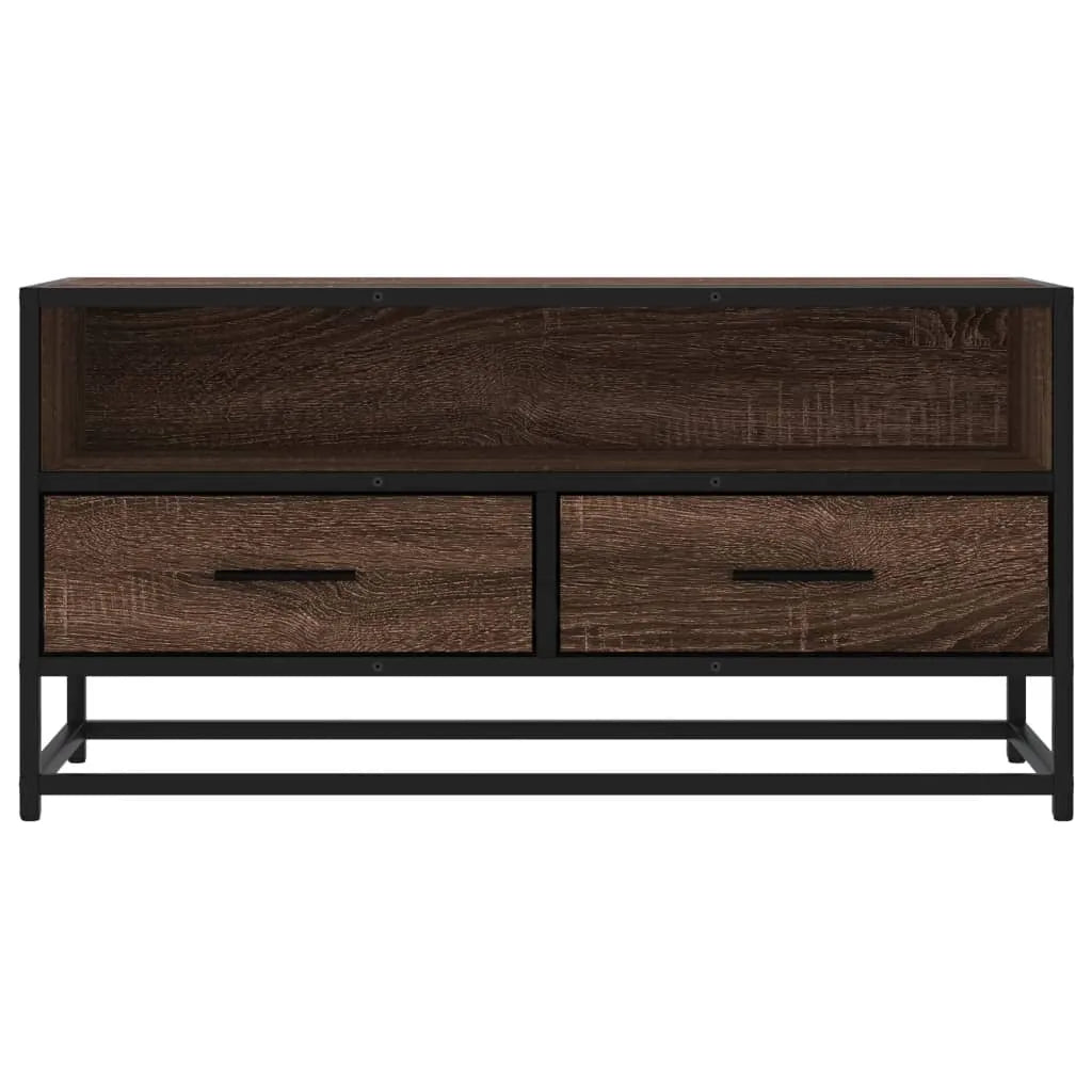 TV Cabinet Brown Oak 80x34.5x40 cm Engineered Wood and Metal