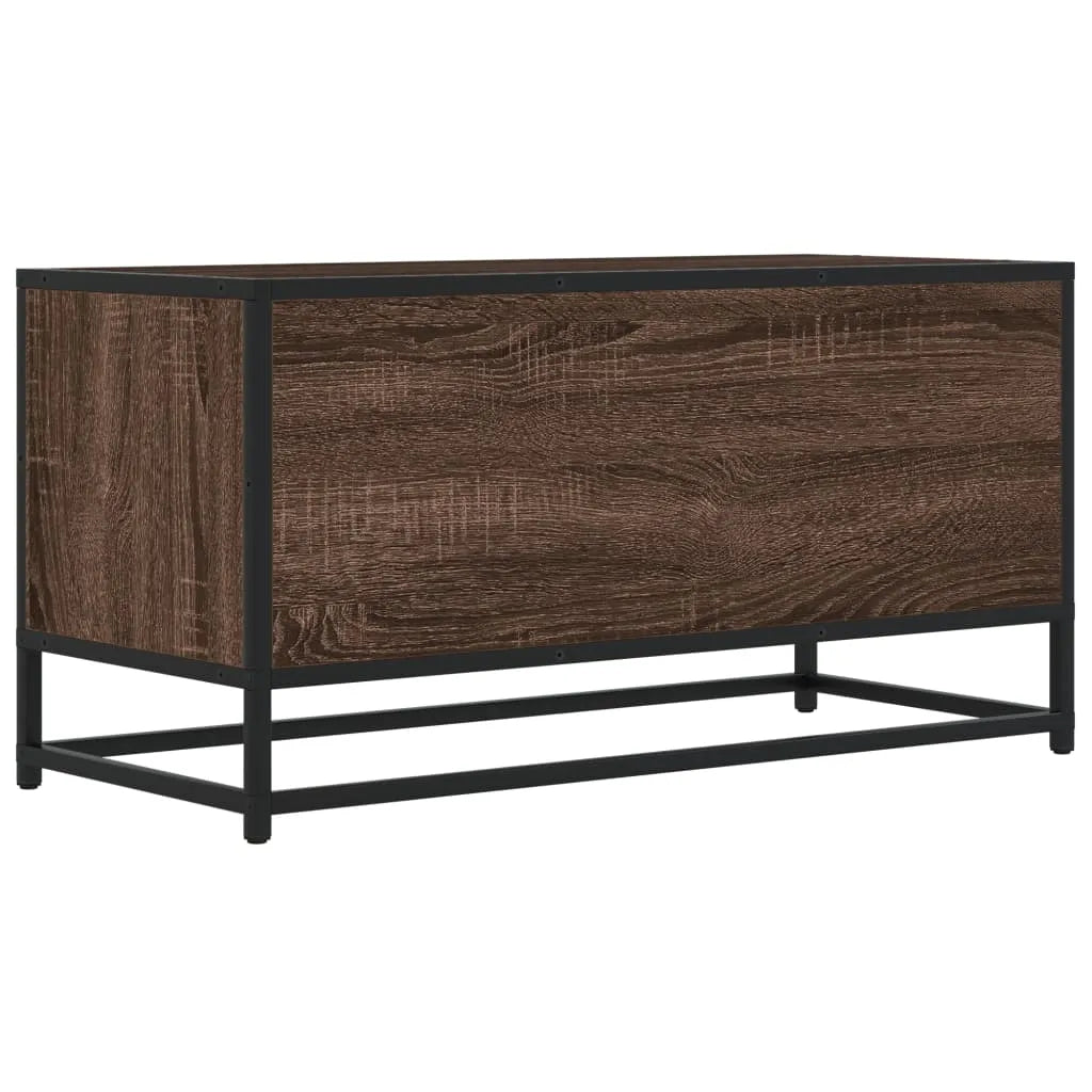 TV Cabinet Brown Oak 80x34.5x40 cm Engineered Wood and Metal