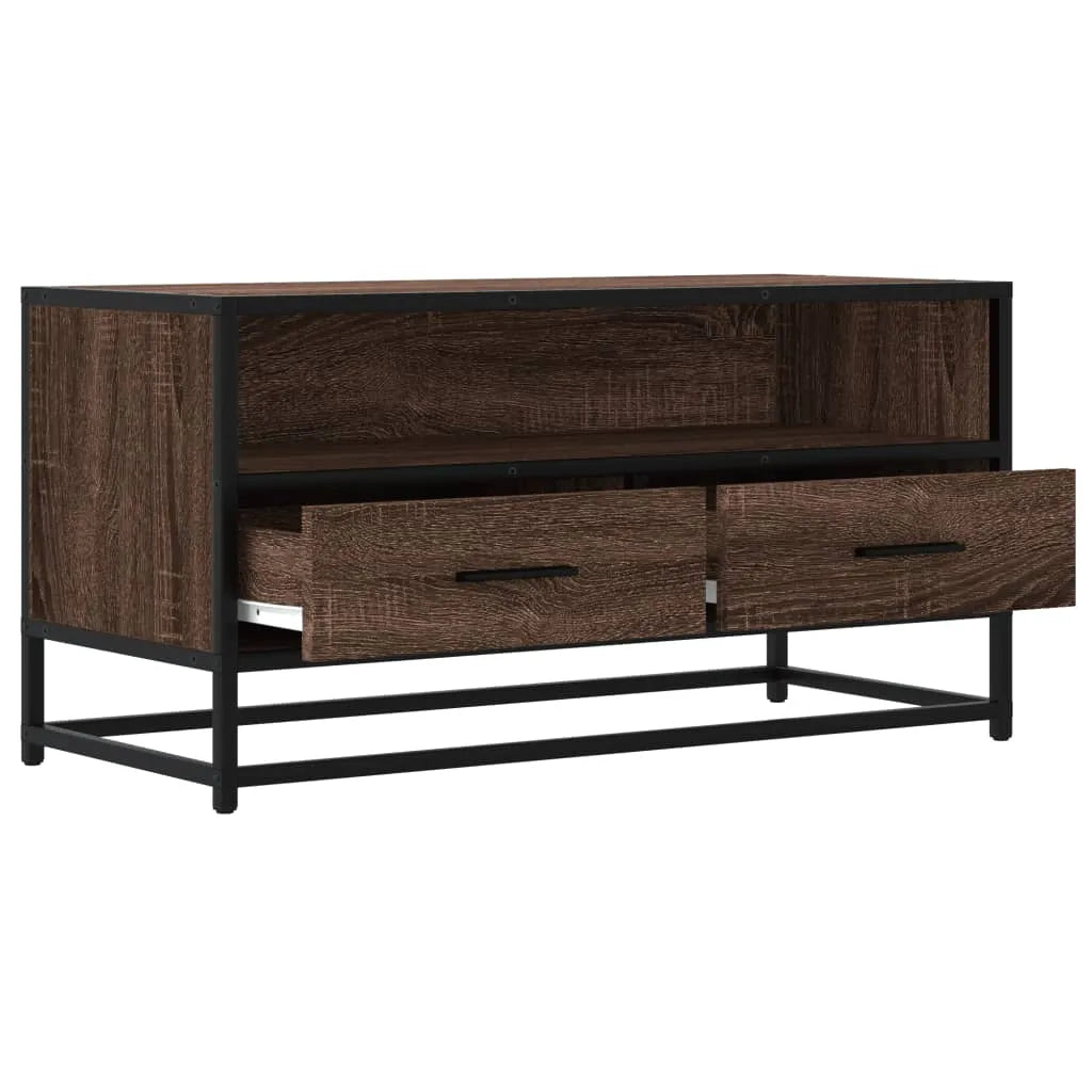 TV Cabinet Brown Oak 80x34.5x40 cm Engineered Wood and Metal