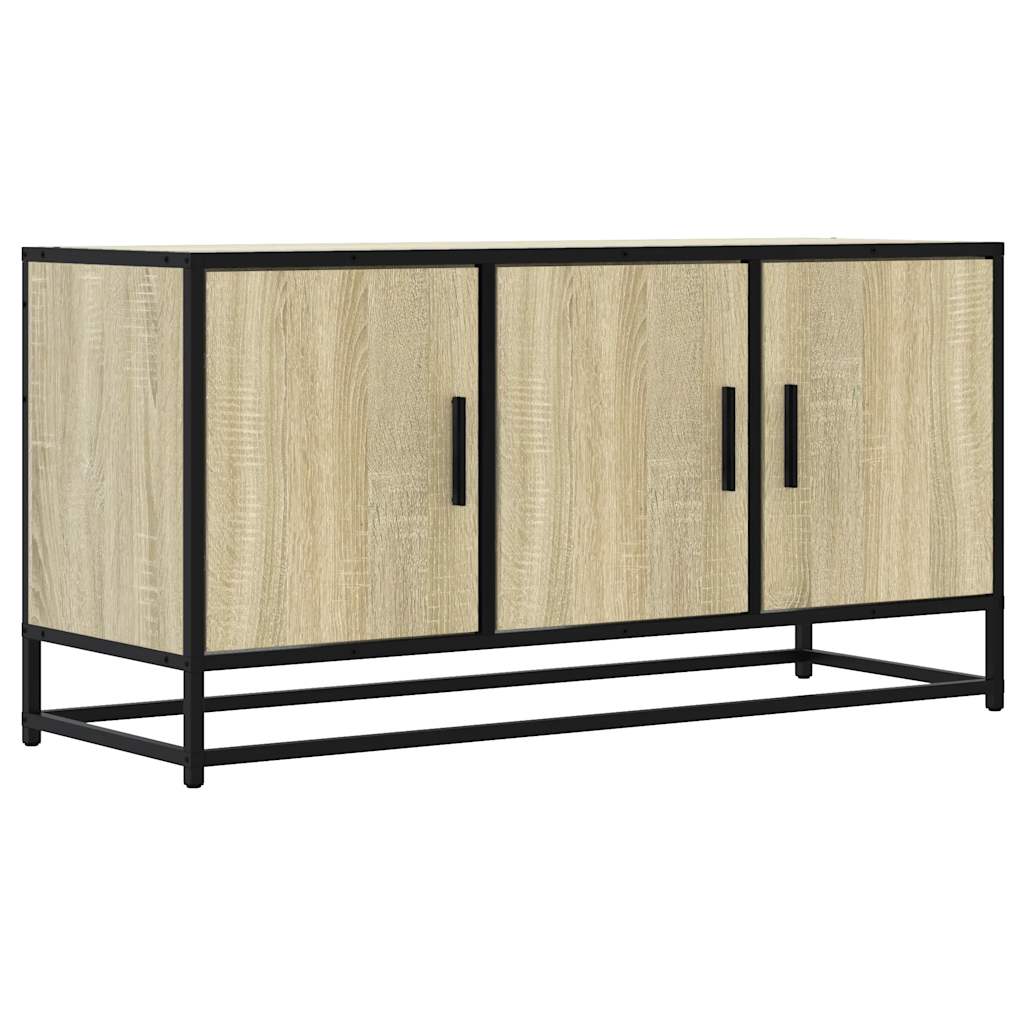 TV Cabinet Sonoma Oak 100x35x50 cm Engineered Wood and Metal