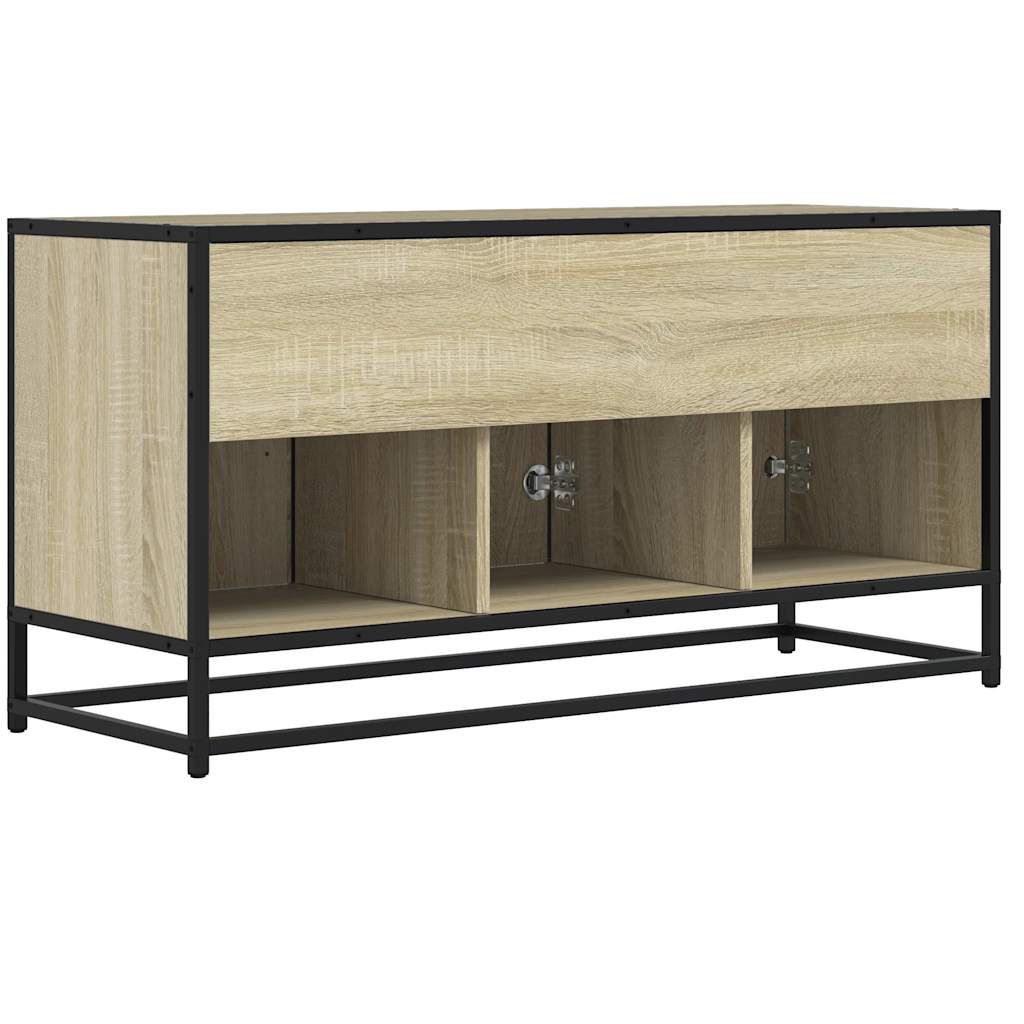 TV Cabinet Sonoma Oak 100x35x50 cm Engineered Wood and Metal