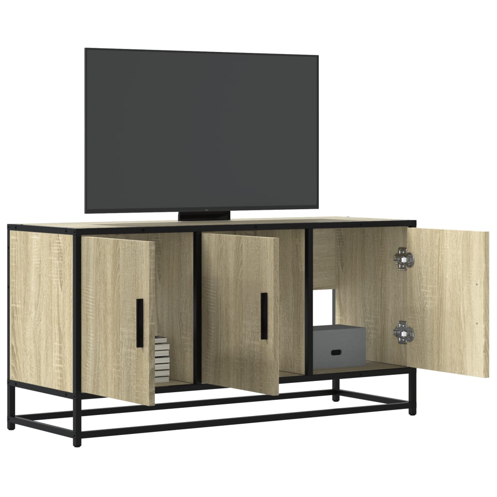 TV Cabinet Sonoma Oak 100x35x50 cm Engineered Wood and Metal