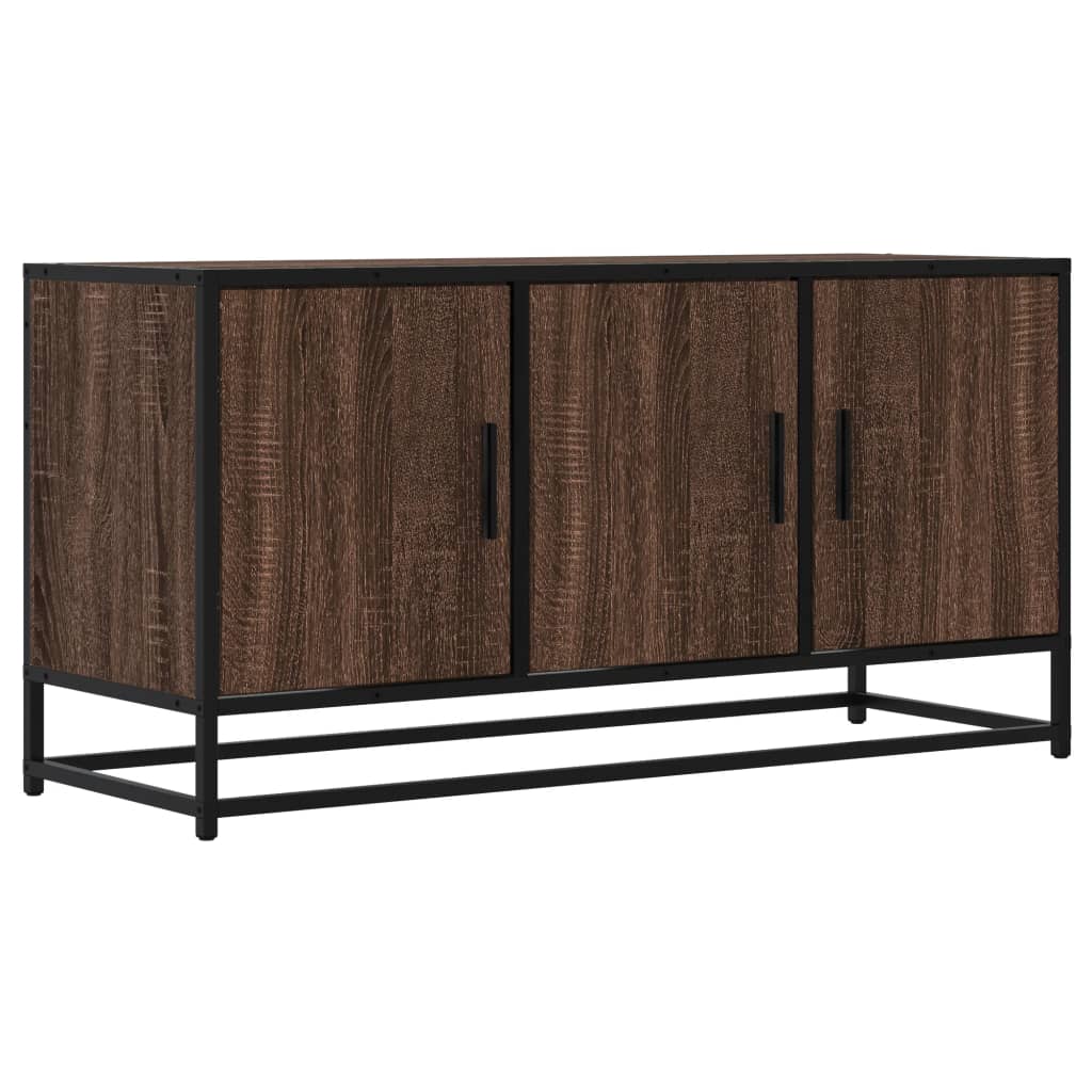 TV Cabinet Brown Oak 100x35x50 cm Engineered Wood and Metal