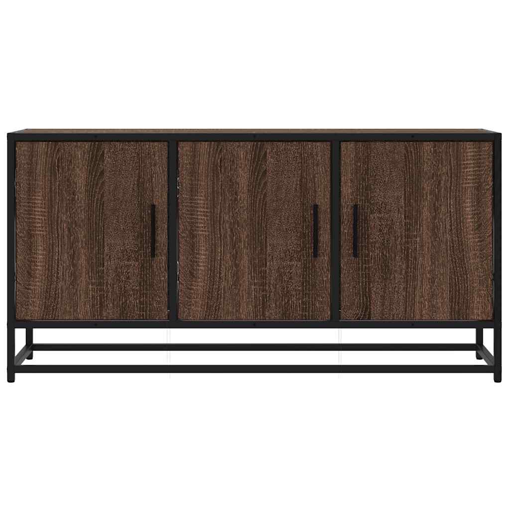 TV Cabinet Brown Oak 100x35x50 cm Engineered Wood and Metal