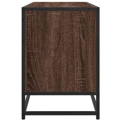 TV Cabinet Brown Oak 100x35x50 cm Engineered Wood and Metal