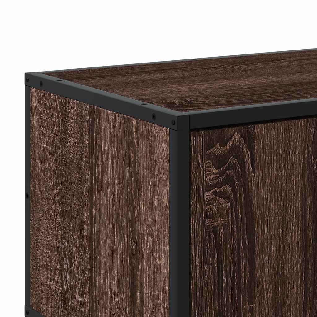 TV Cabinet Brown Oak 100x35x50 cm Engineered Wood and Metal