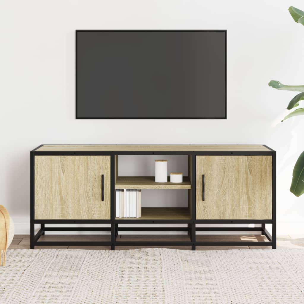 TV Cabinet Sonoma Oak 100x35x41 cm Engineered Wood and Metal