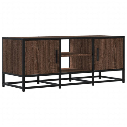 TV Cabinet Brown Oak 100x35x41 cm Engineered Wood and Metal