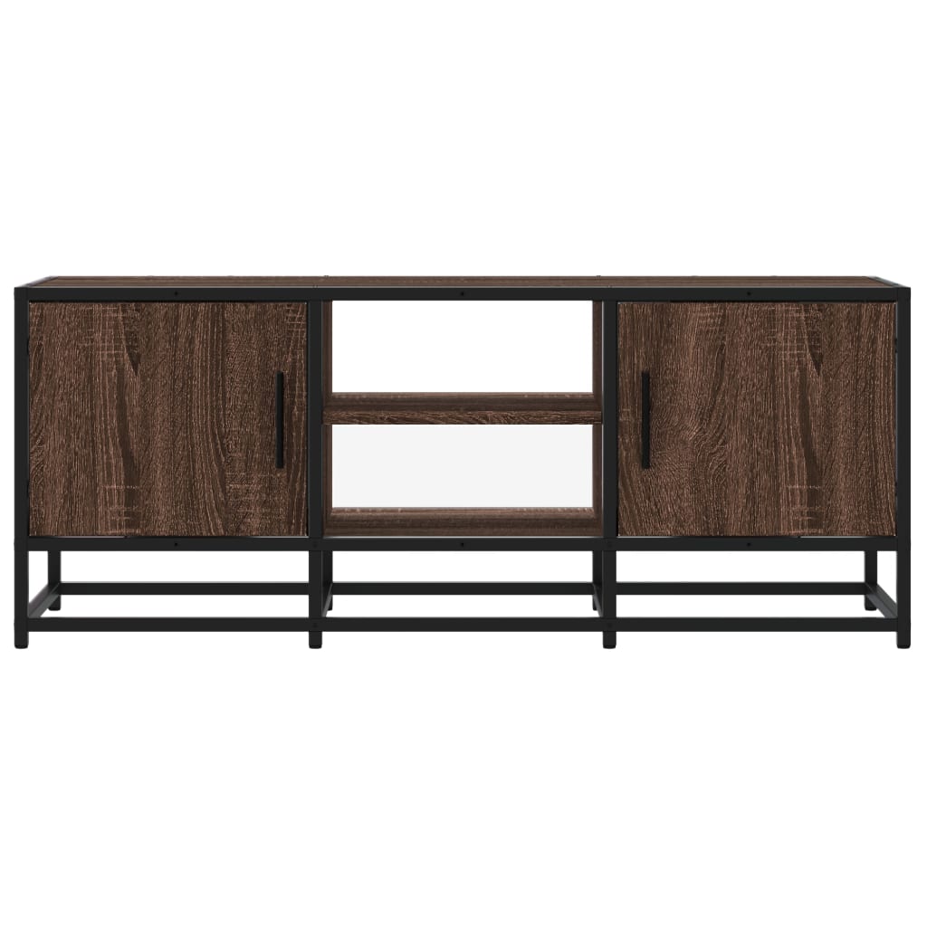 TV Cabinet Brown Oak 100x35x41 cm Engineered Wood and Metal