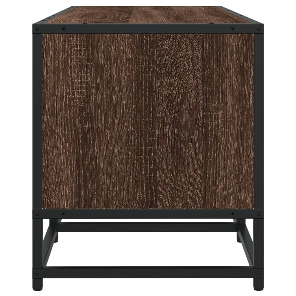 TV Cabinet Brown Oak 100x35x41 cm Engineered Wood and Metal