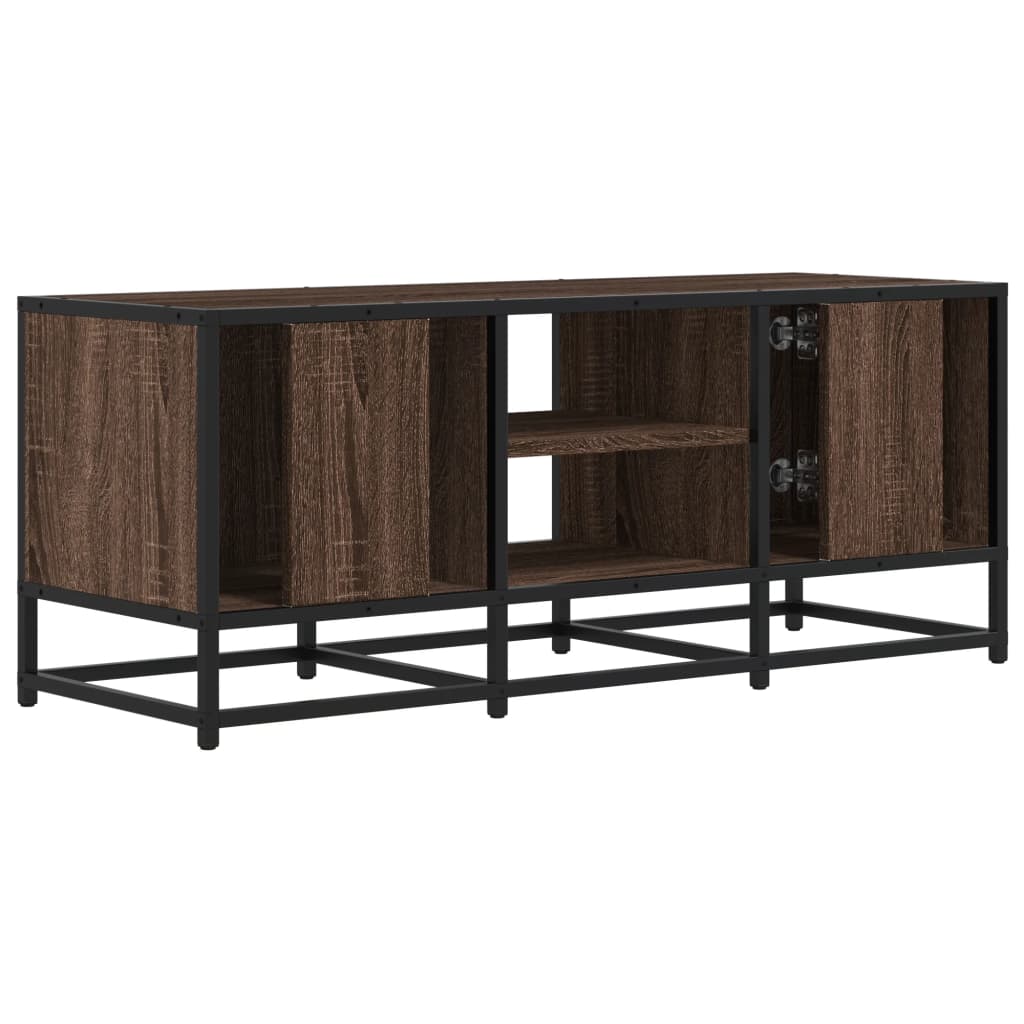 TV Cabinet Brown Oak 100x35x41 cm Engineered Wood and Metal