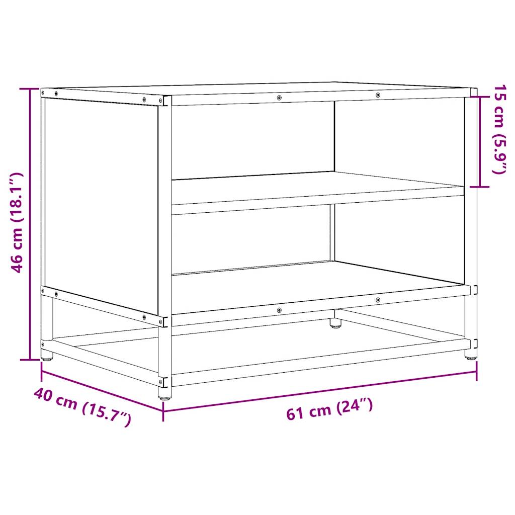 TV Cabinet Sonoma Oak 61x40x46 cm Engineered Wood and Metal